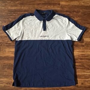 Karl Lagerfeld Navy and White Polo Shirt